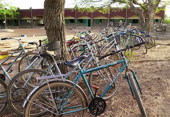 Many students are provided with bicycles to reach the secondary school